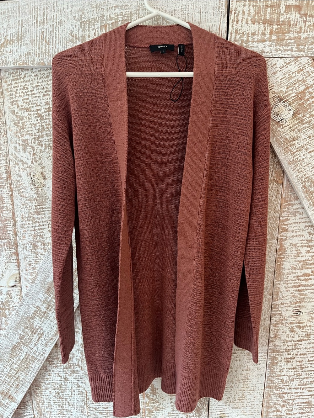 Theory Open-Front Rust Knit Cardigan Sz Small NWOT